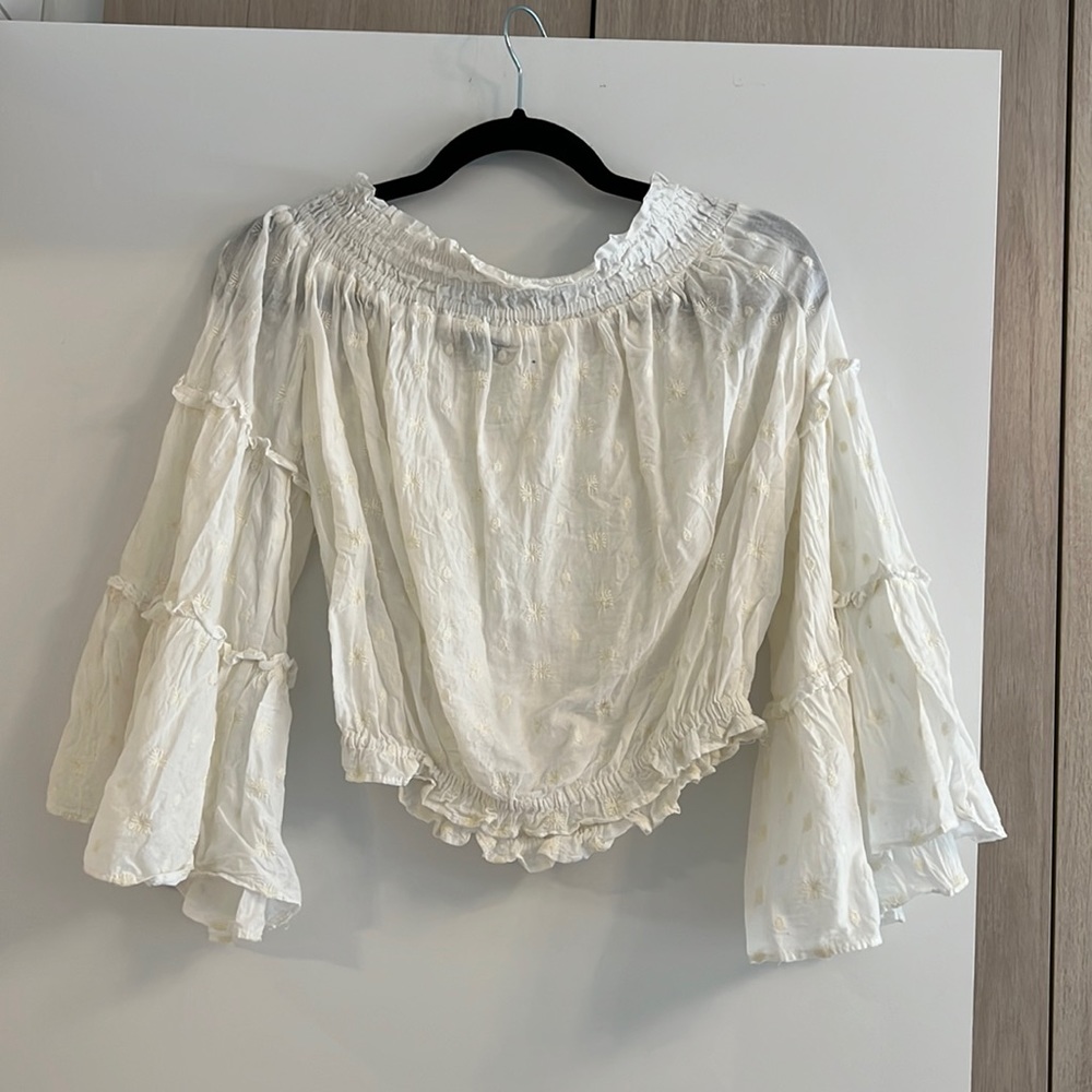 Off the shoulder bell sleeve sheer little Zara blouse